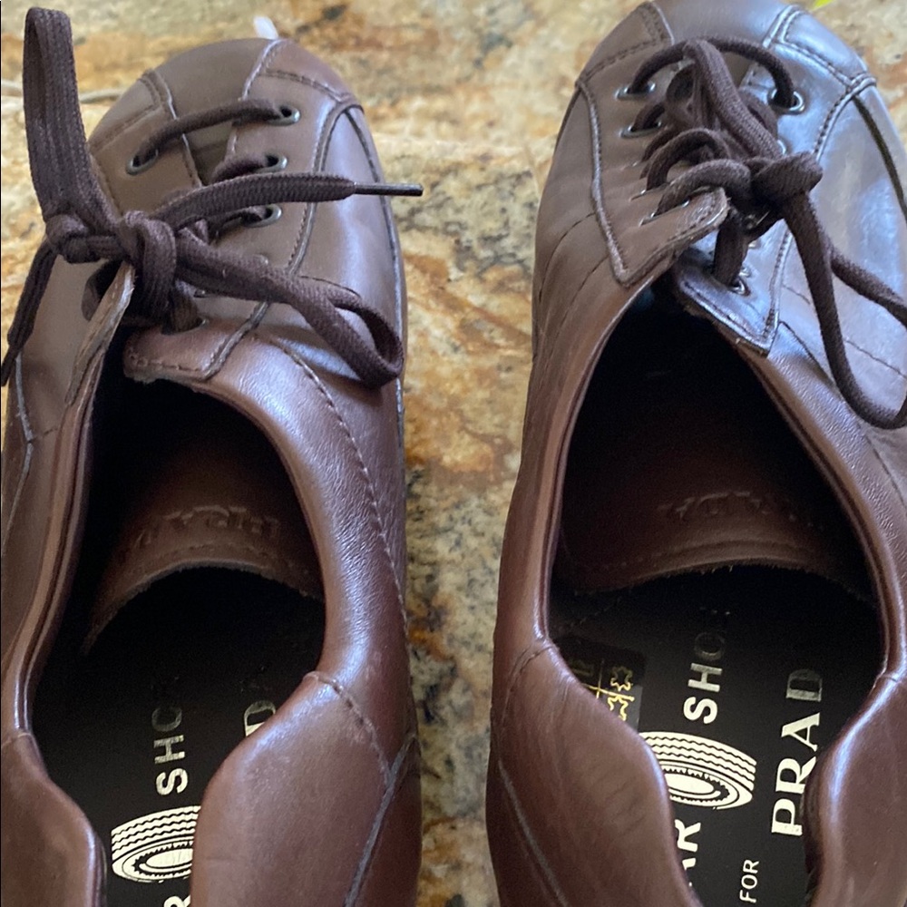 Prada Brown Leather Oxfords Classic Design